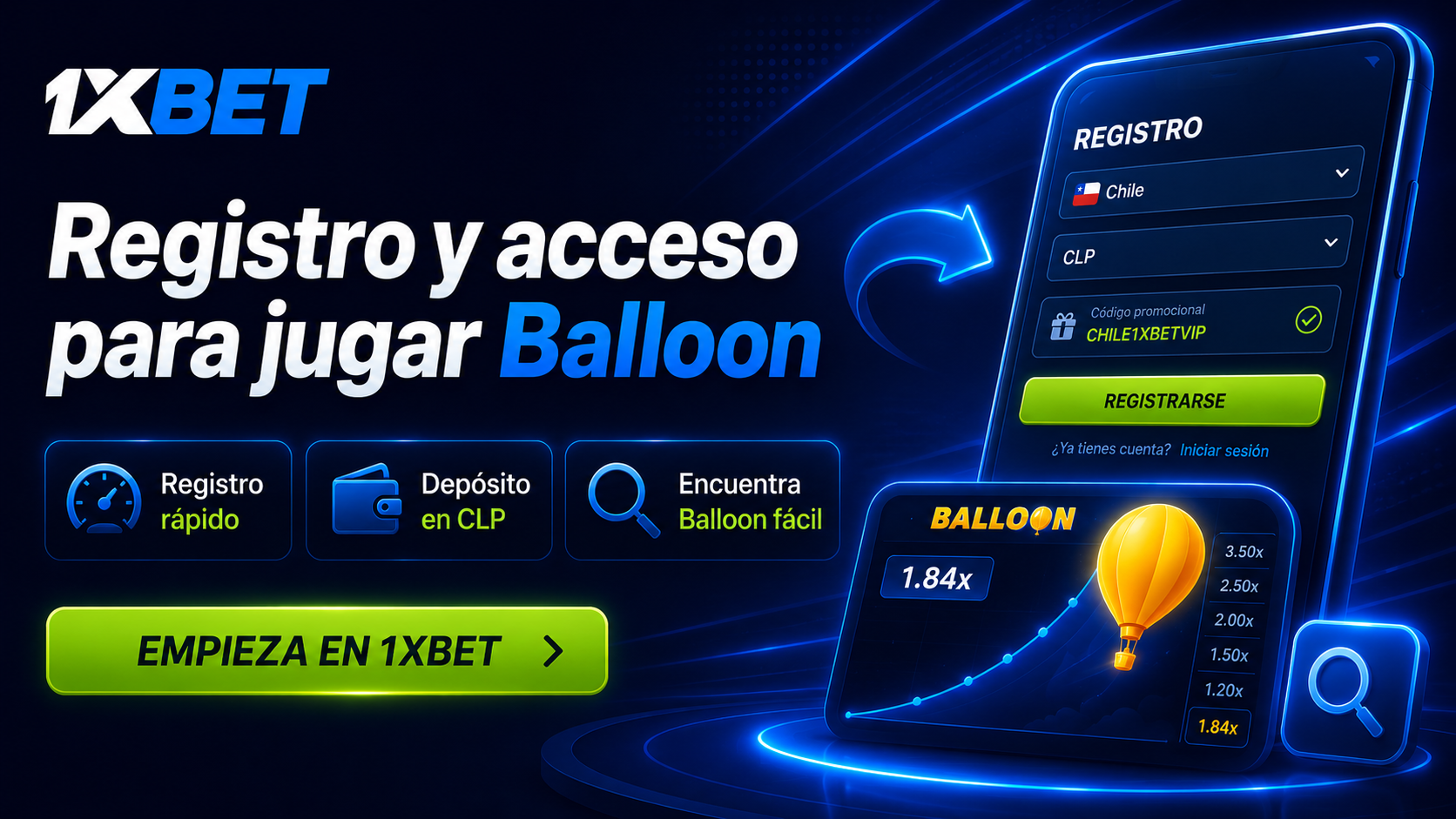 Registro y Acceso para Jugar Balloon en 1xBet