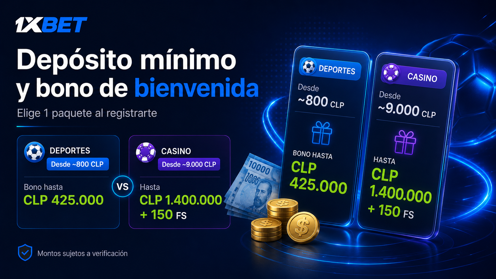 Depósito Mínimo de 1xBet y Bono de Bienvenida